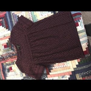 Plum J. Crew Eyelet Lace Top